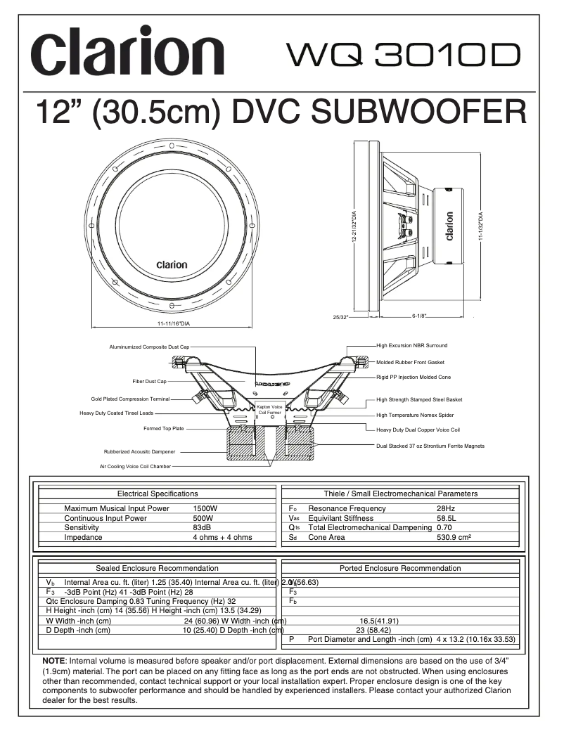 Page 1 de la notice Manuel utilisateur Clarion WQ3010D