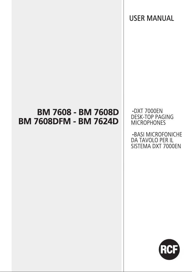 Page n°1 - Manuel utilisateur RCF BM 7608D