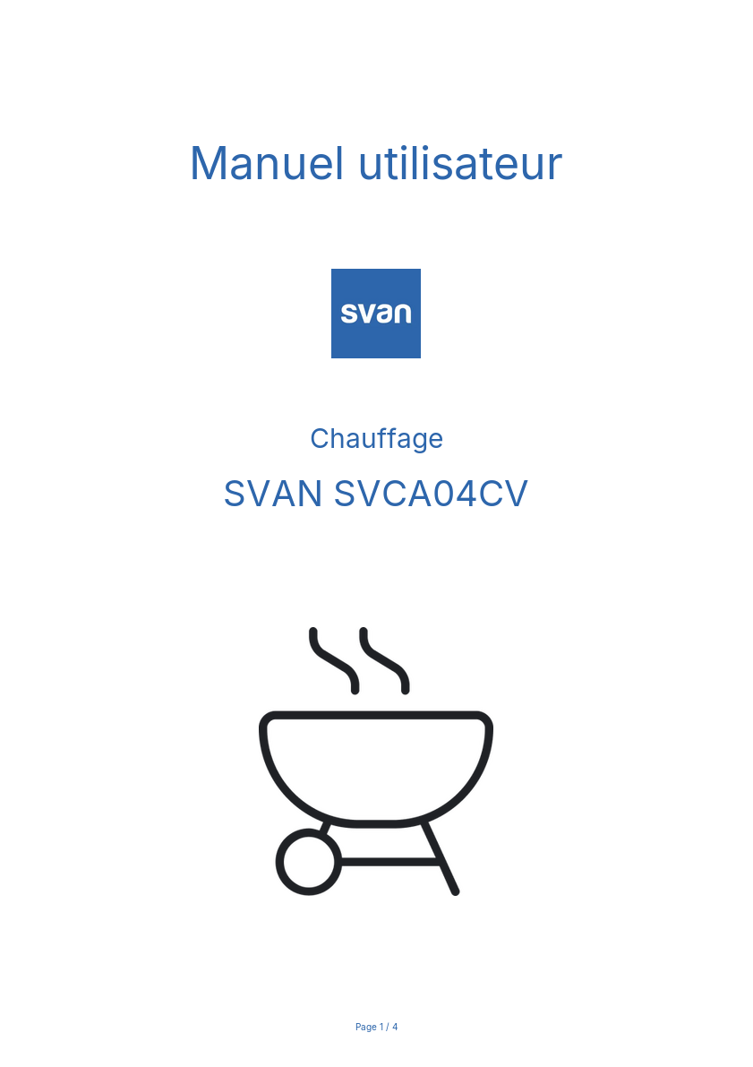 Page n°1 - Manuel utilisateur SVAN SVCA04CV