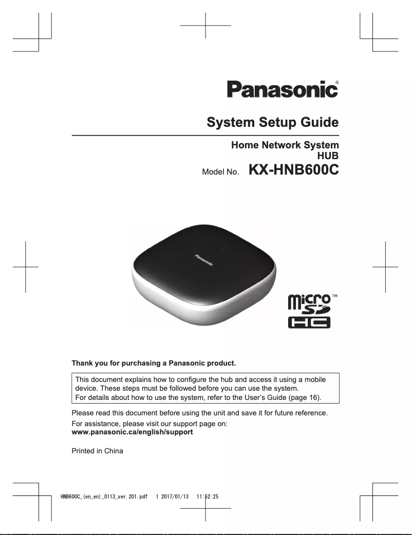 Página 1 del manual Guía de instalación Panasonic KX-HNB600