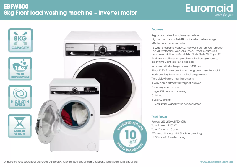 Image de la première page du manuel de l'appareil EBFW800