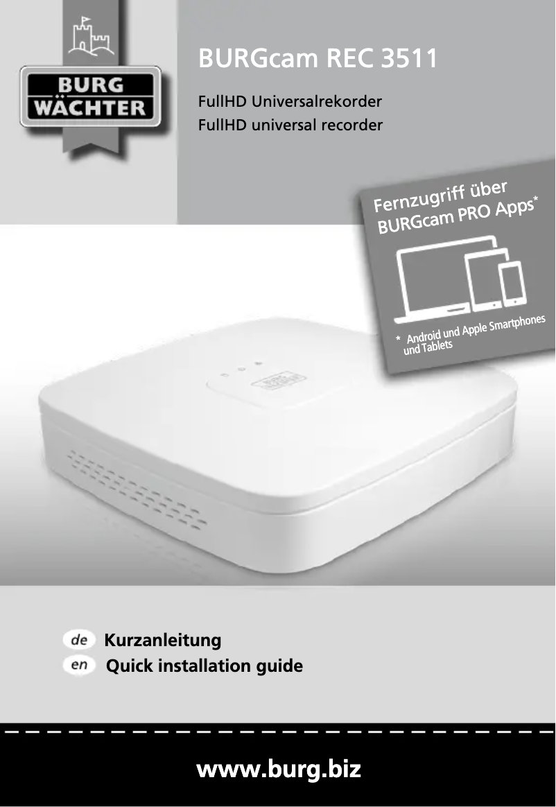 Page 1 de la notice Manuel utilisateur Burg Wächter BURGcam REC 3511