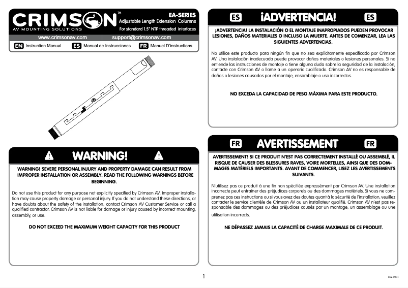 Page n°1 - Manuel utilisateur Crimson EA0611B