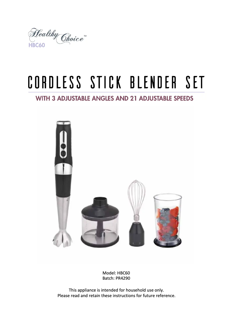 Image de la première page du manuel de l'appareil HBC60