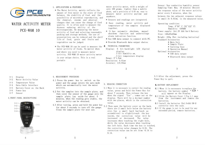 Page n°1 - Manuel utilisateur PCE Instruments PCE-WAM 10
