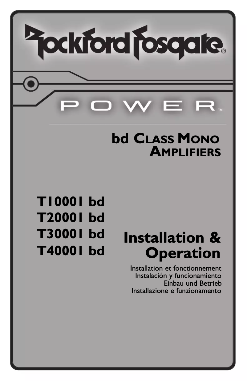 Page n°1 - Manuel utilisateur Rockford Fosgate T20001BD