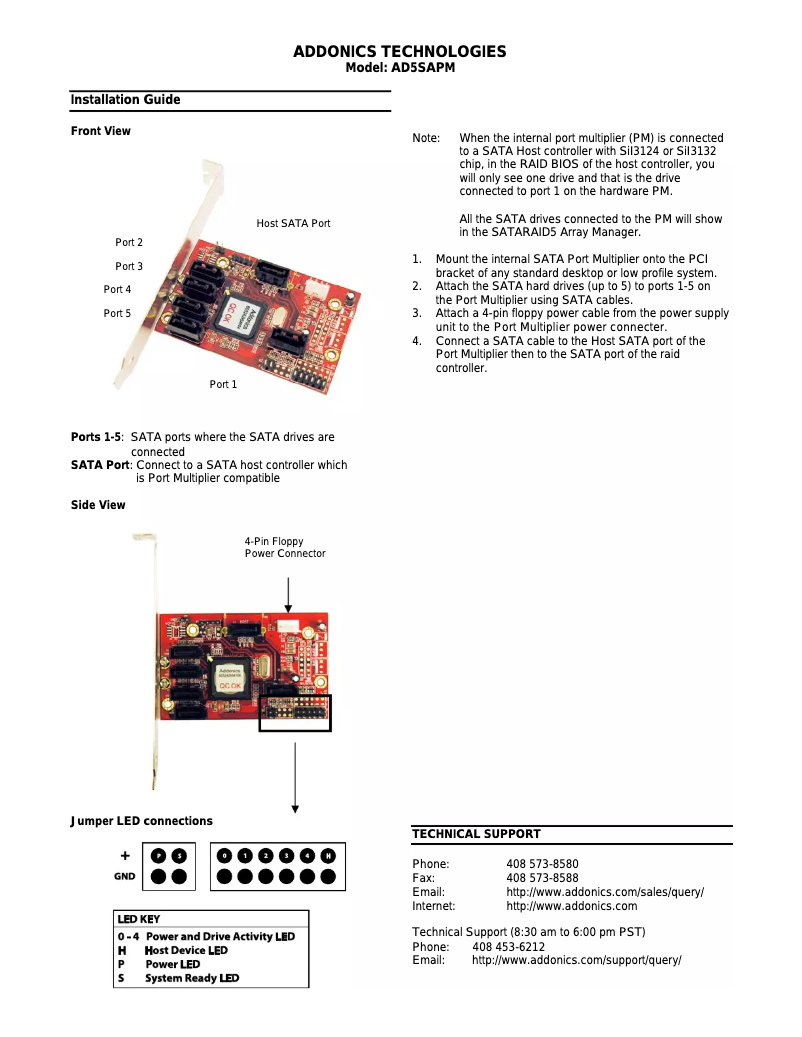 Page 1 de la notice Manuel utilisateur Addonics AD5SAPM