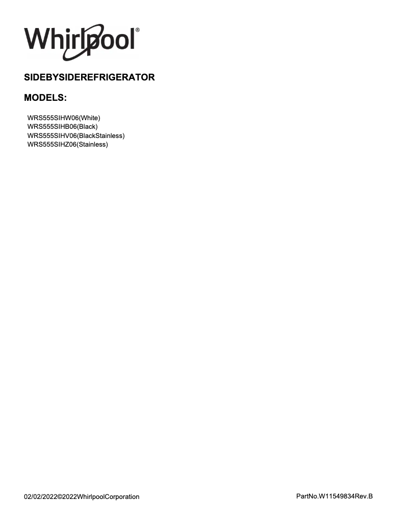 Image de la première page du manuel de l'appareil WRS555SIHZ