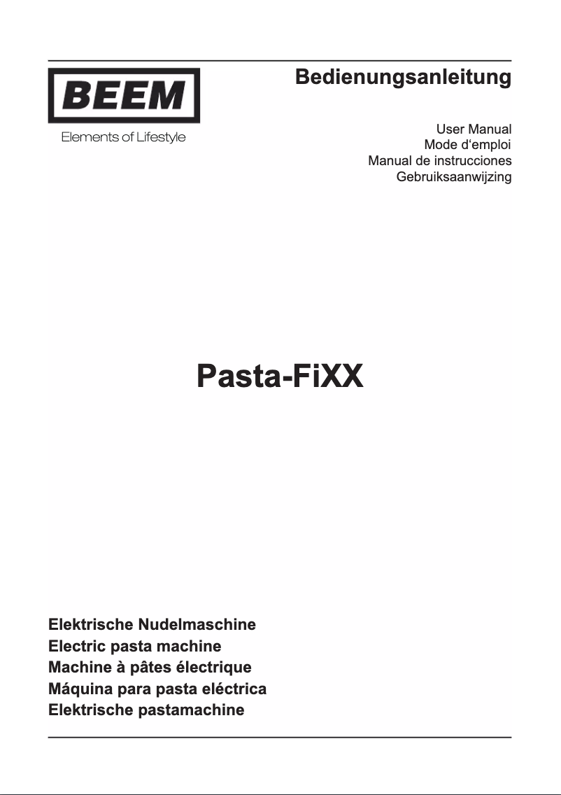 Page n°1 - Manuel utilisateur BEEM Pasta-FiXX