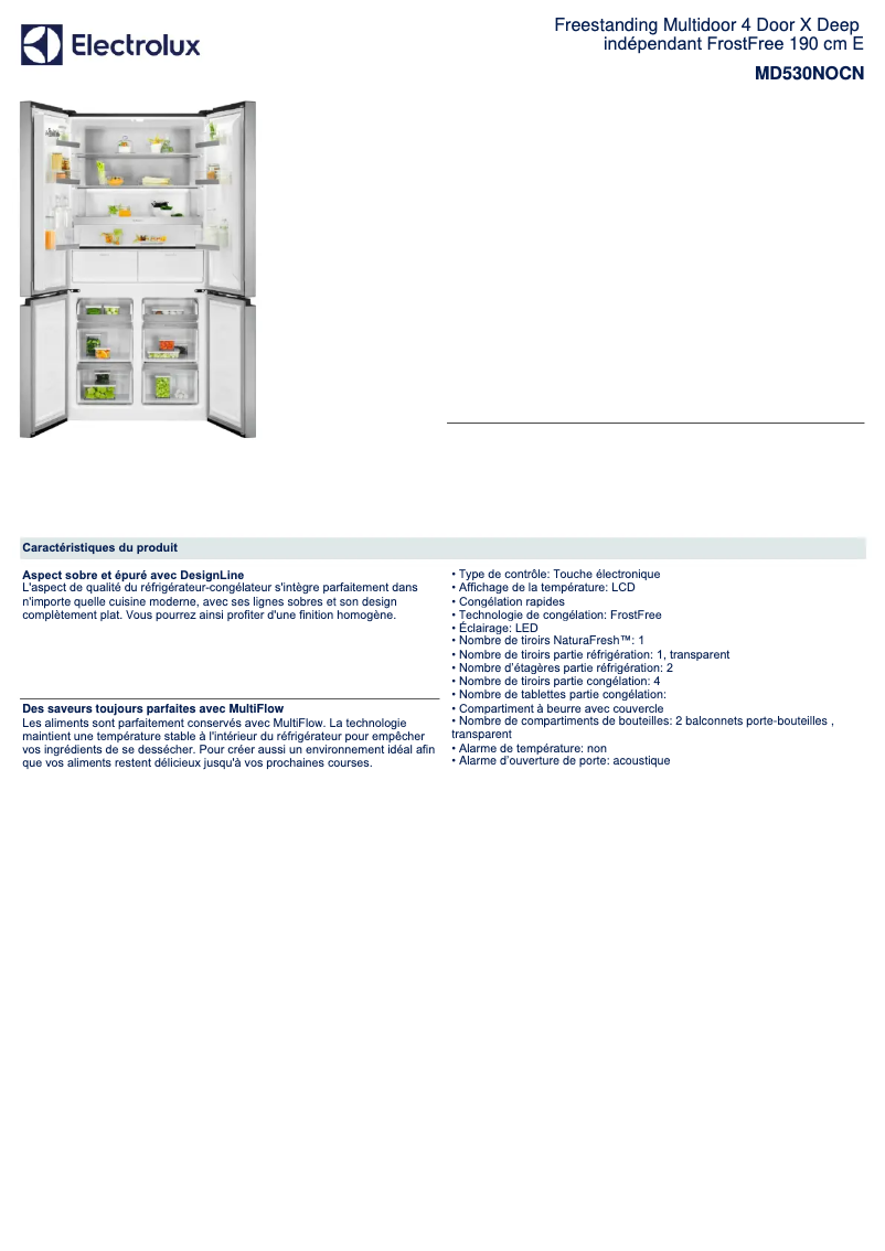 Page n°1 - Fiche technique Electrolux MD530NOCN
