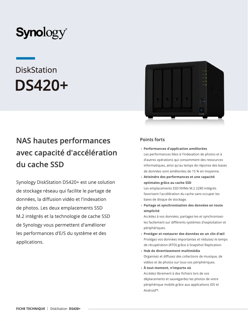 Image de la première page du manuel de l'appareil DiskStation DS420+