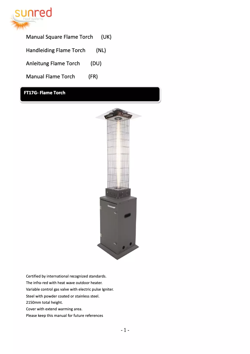 Image de la première page du manuel de l'appareil Atria Flame