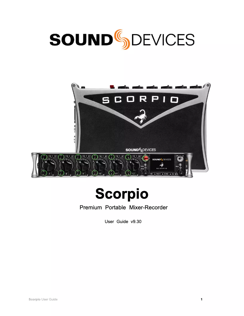 Page 1 de la notice Manuel utilisateur Sound Devices Scorpio