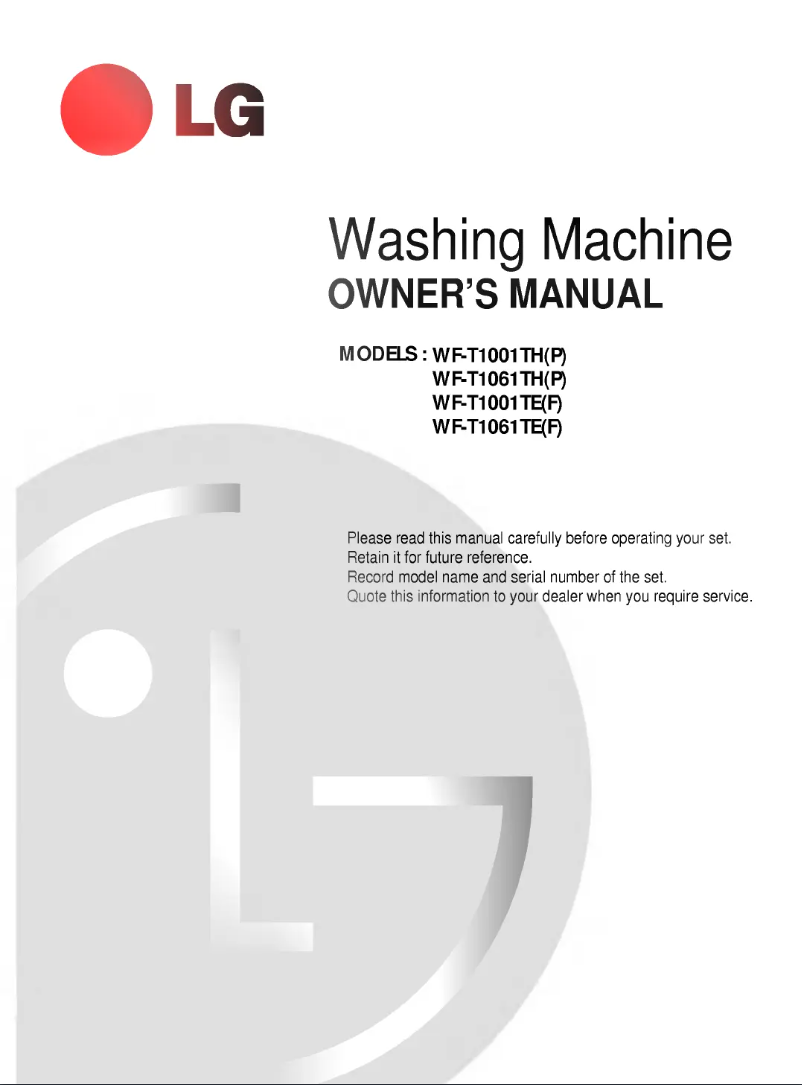Page 1 of the manual User Manual LG WF-T1061TH