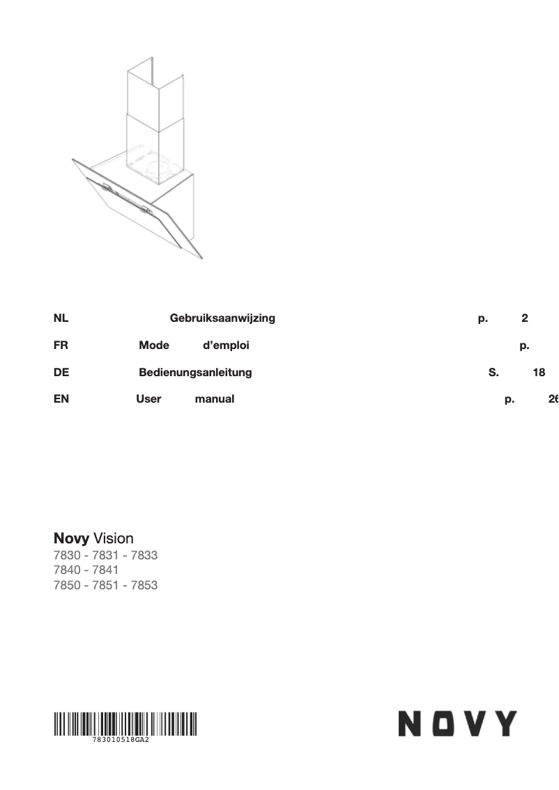 Page n°1 - Manuel utilisateur Novy Vision 7830