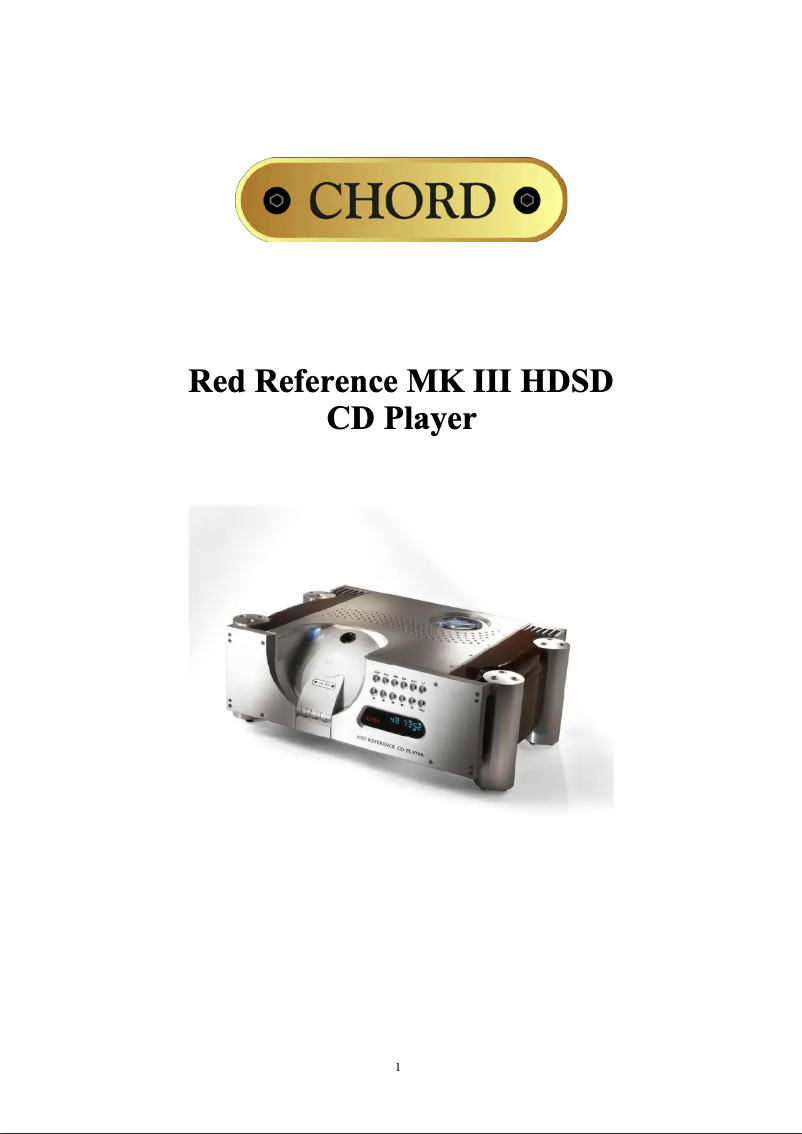 Page 1 de la notice Manuel utilisateur Chord Red Reference MK III HDSD