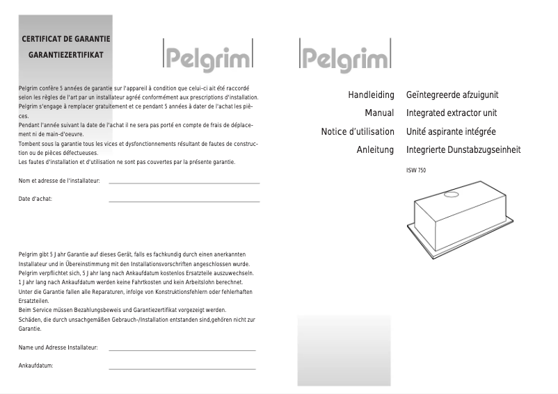 Image de la première page du manuel de l'appareil ISW 750