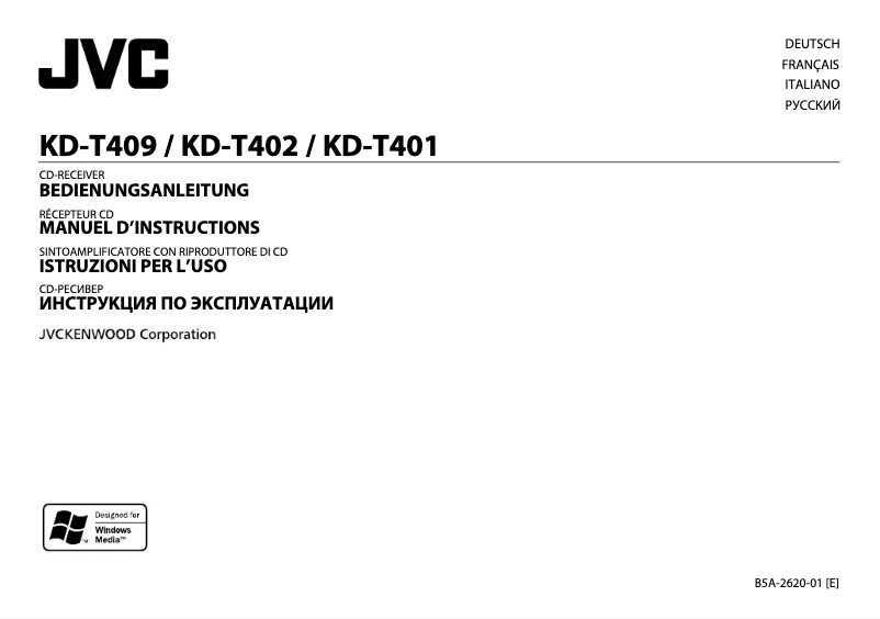 Page n°1 - Manuel utilisateur JVC KD-T401