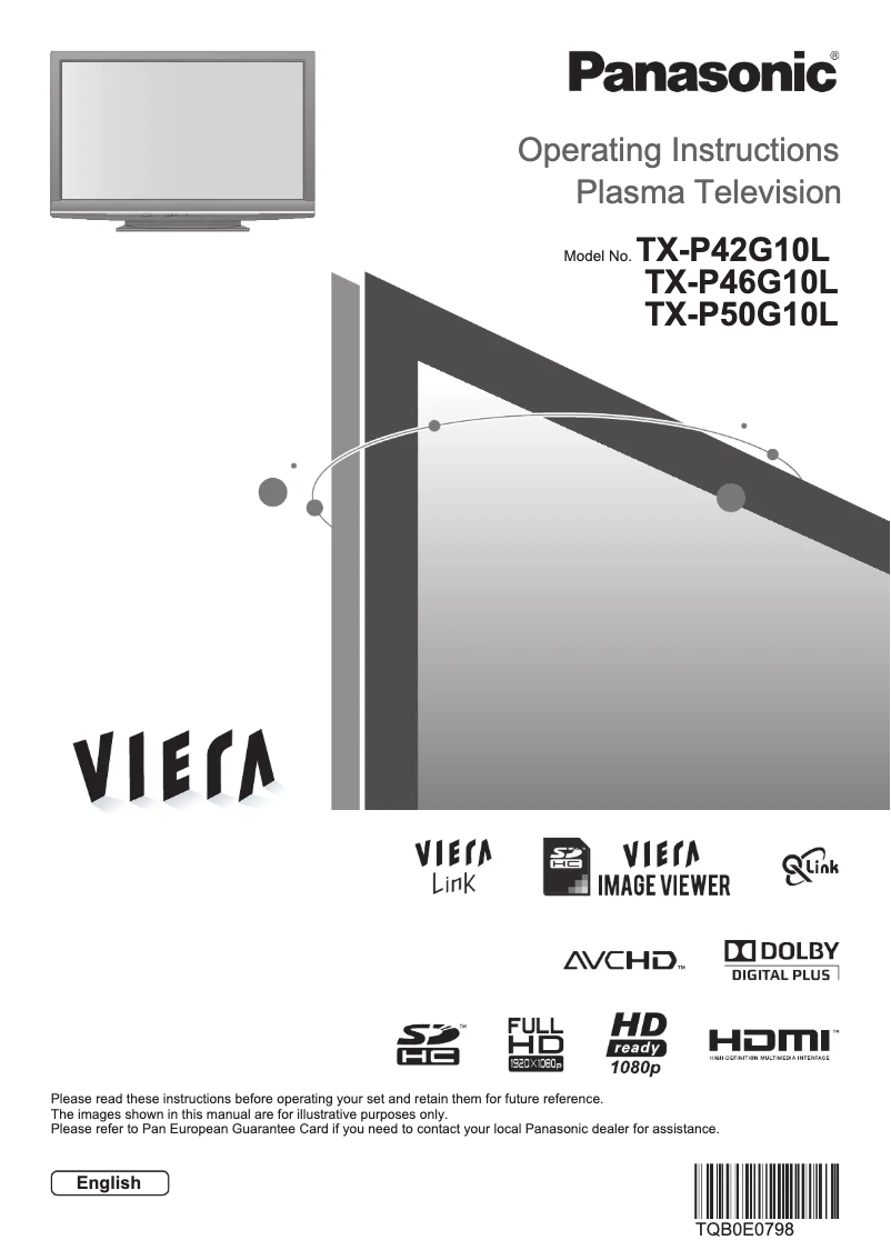 Page 1 de la notice Manuel utilisateur Panasonic Viera TX-P50G10L