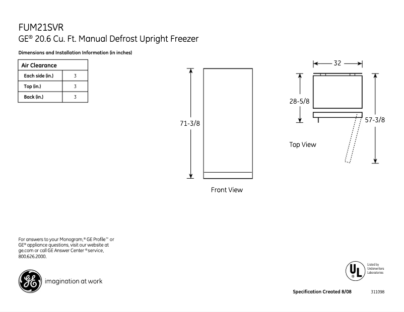 Image de la première page du manuel de l'appareil FUM21SVRWW