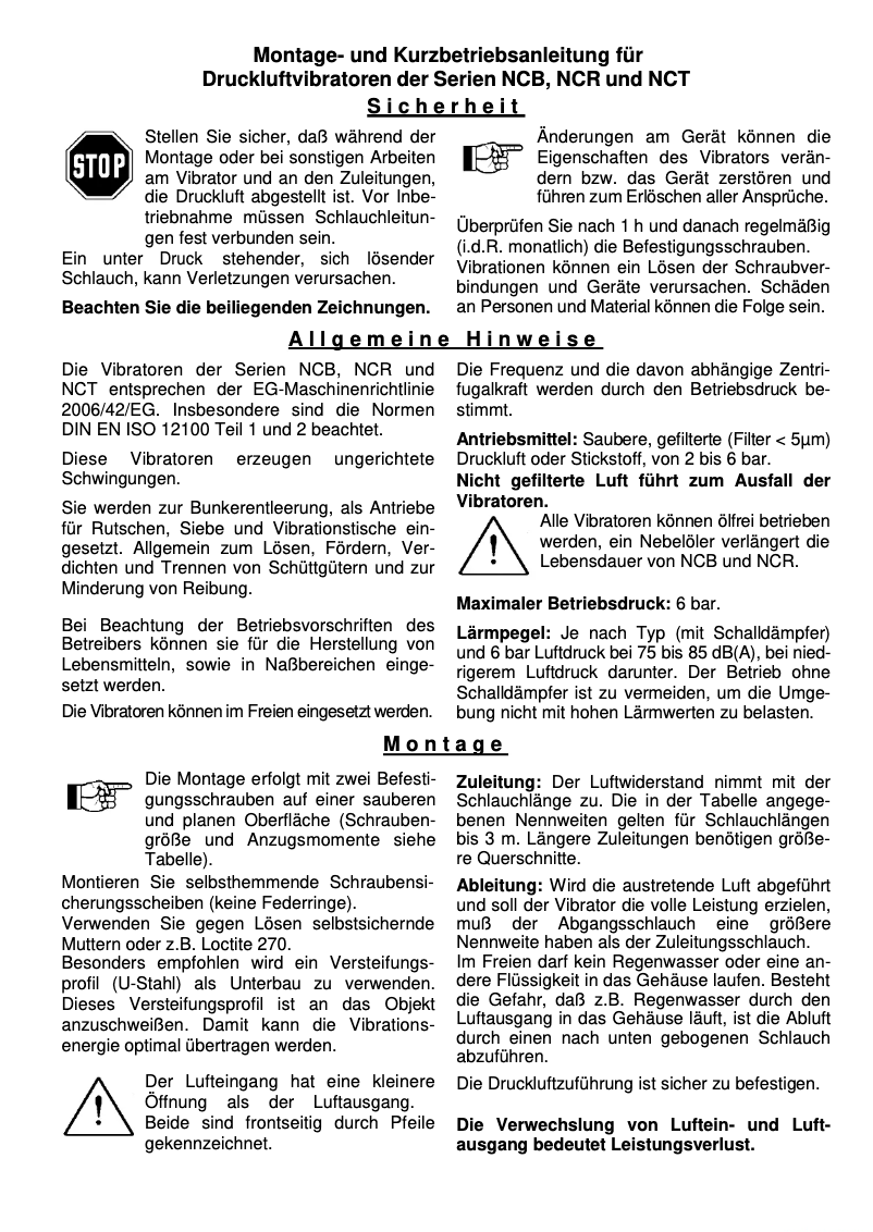 Page 1 de la notice Manuel utilisateur Netter Vibration NCT 10