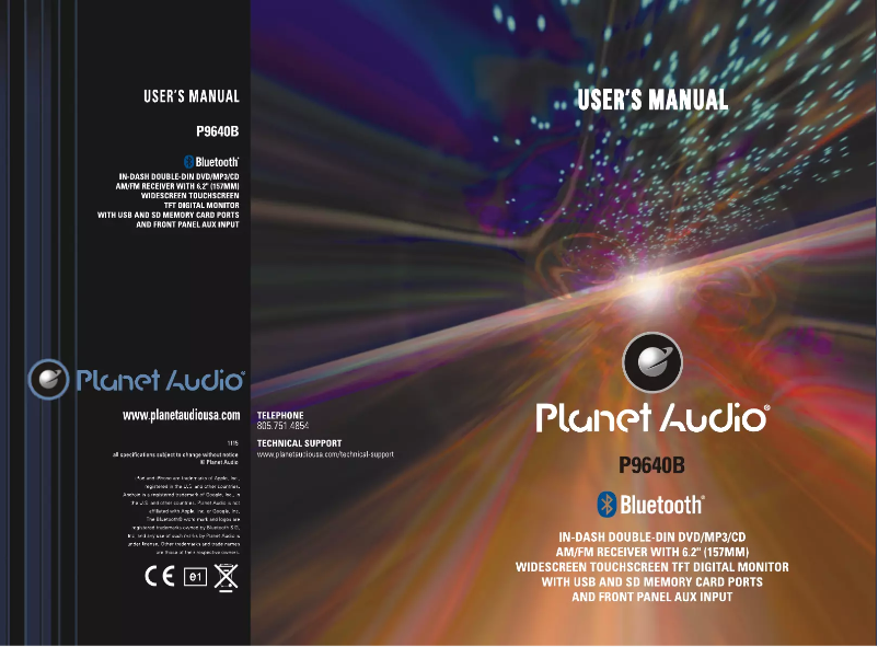 Page 1 de la notice Manuel utilisateur Planet Audio P9640BRC