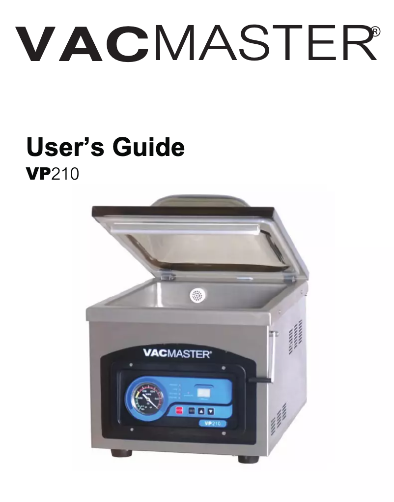 Page n°1 - Manuel utilisateur Vacmaster VP210