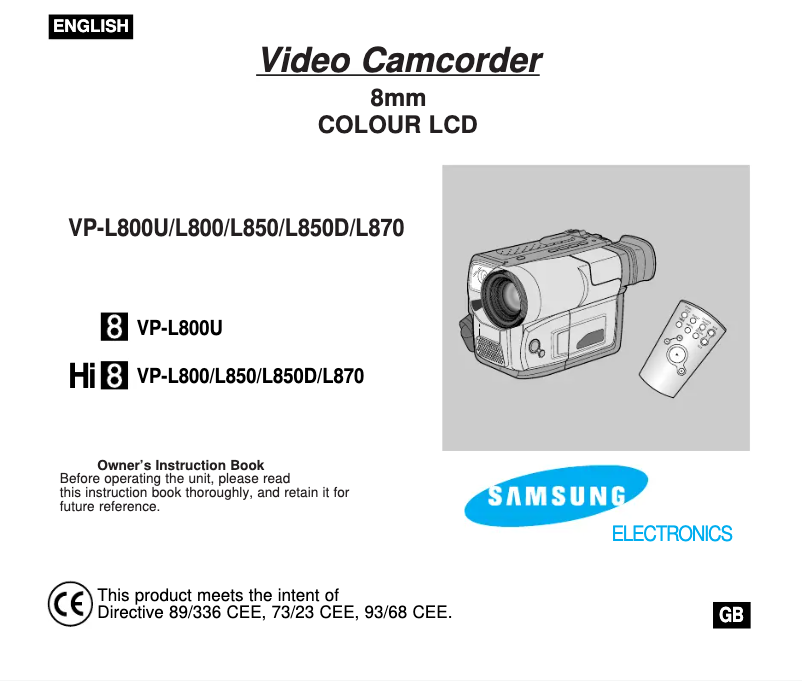 Página 1 del manual Manual de usuario Samsung VP-L800