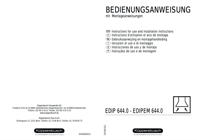 Page 1 de la notice Manuel utilisateur Küppersbusch EDIP 644.0