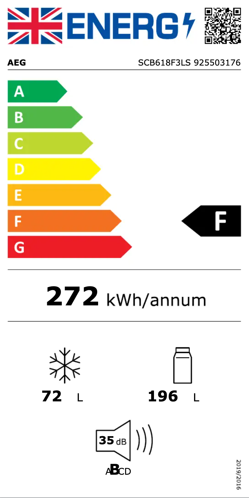 Page n°1 - Label énergétique AEG SCB618F3LS