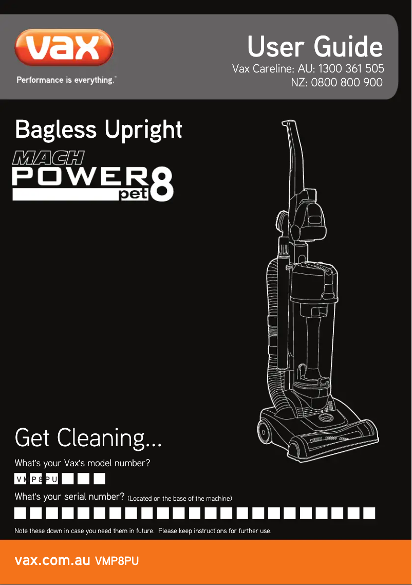 Page n°1 - Manuel utilisateur Vax Mach Power 8 Pet VMP8PU