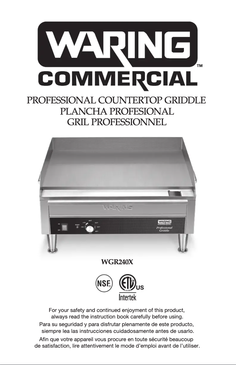 Page n°1 - Manuel utilisateur Waring Commercial WGR240X