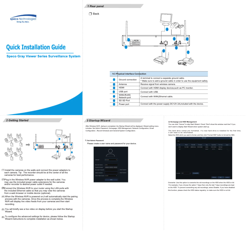 Página 1 del manual Guía de inicio rápido Speco Technologies ZIPK8WN2