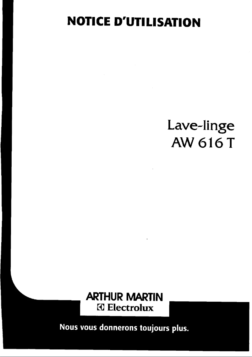 Page n°1 - Manuel utilisateur Arthur Martin-Electrolux AW 616 T