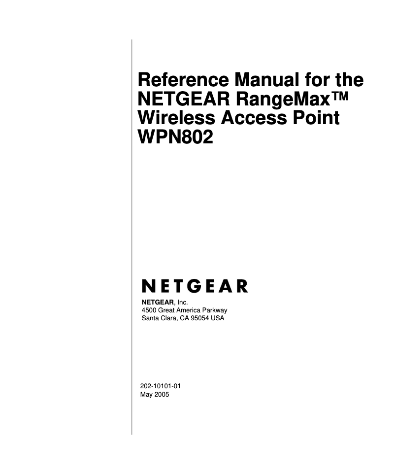 Page 1 de la notice Manuel utilisateur Netgear WPN802