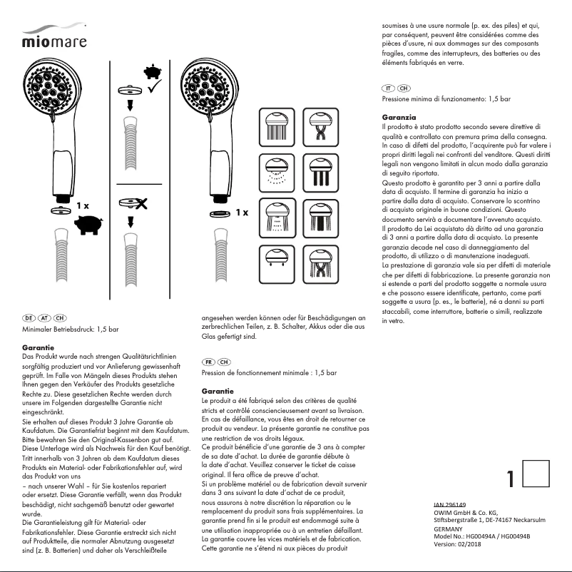 Image de la première page du manuel de l'appareil HG00494A