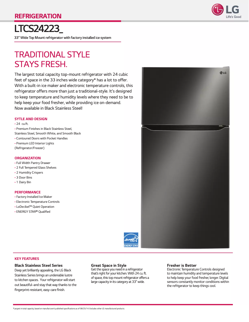 Página 1 del manual Ficha técnica LG LTCS24223D