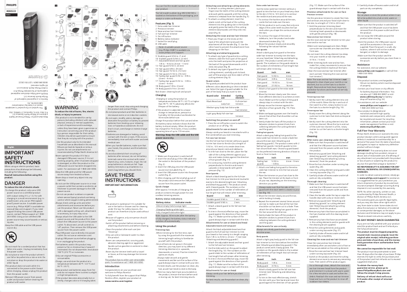 Image de la première page du manuel de l'appareil Norelco MG5910