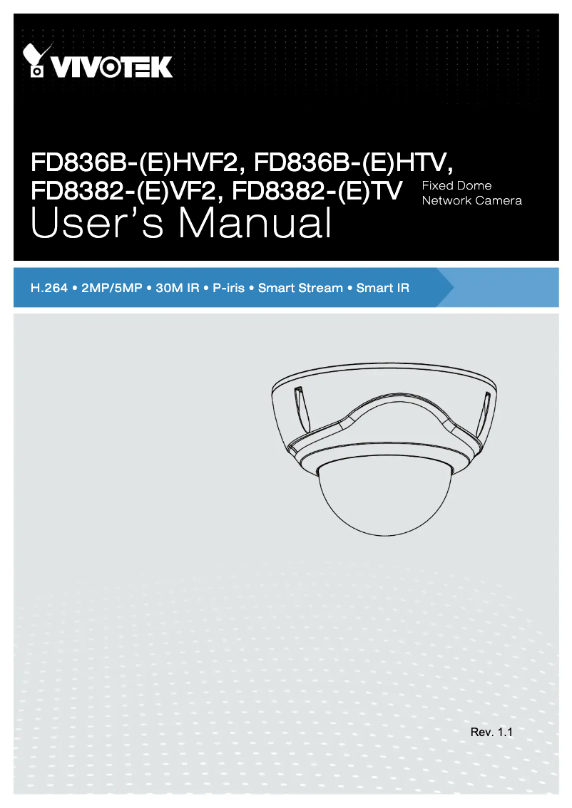 Page 1 de la notice Manuel utilisateur Vivotek FD8382-TV