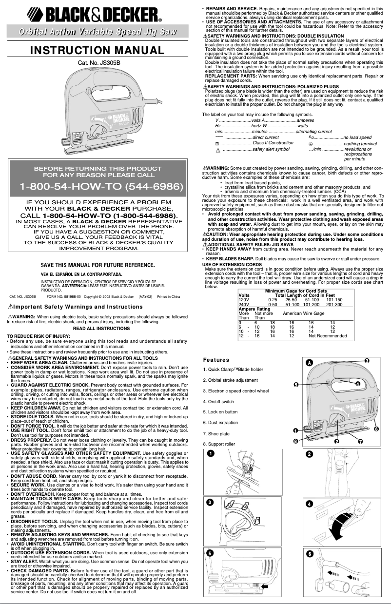 Page n°1 - Manuel utilisateur Black & Decker JS305B
