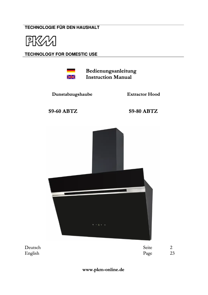 Page 1 de la notice Manuel utilisateur PKM S9-80 ABTZ