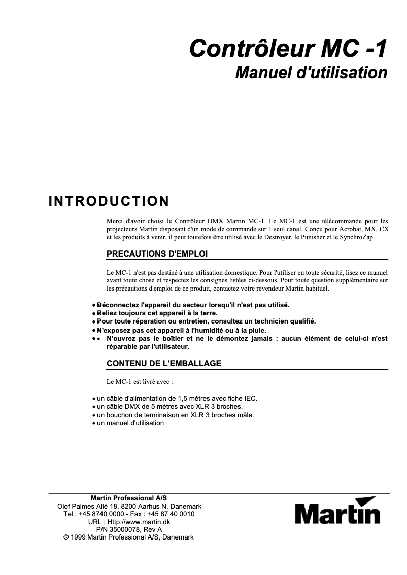 Image de la première page du manuel de l'appareil MC -1