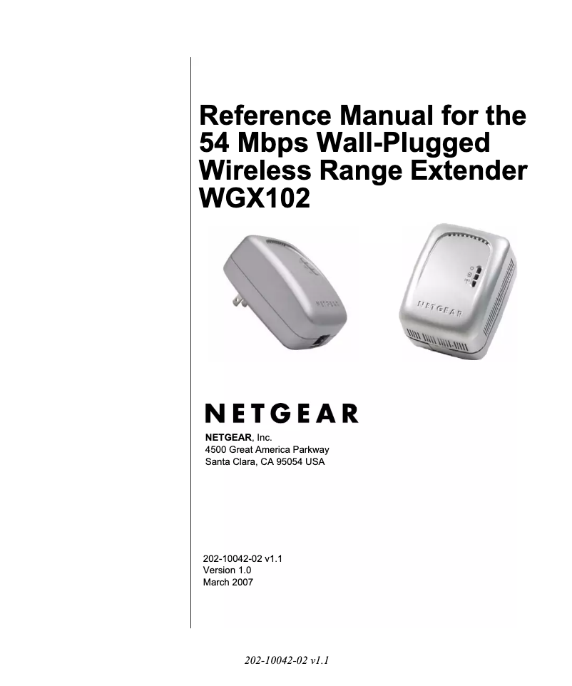Page n°1 - Manuel utilisateur Netgear WGX102