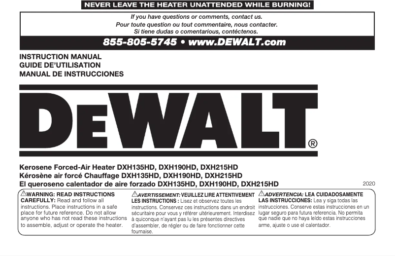 Page 1 de la notice Manuel utilisateur DeWalt DXH190HD