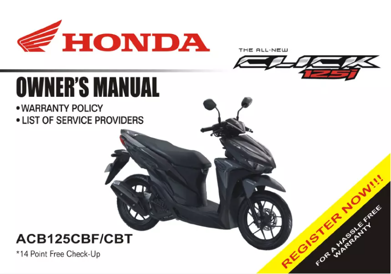 Page 1 of the manual User Manual Honda Click 125i (2019)
