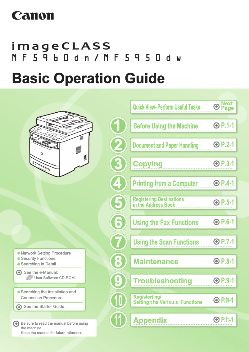 Image de la première page du manuel de l'appareil imageCLASS MF5950dw