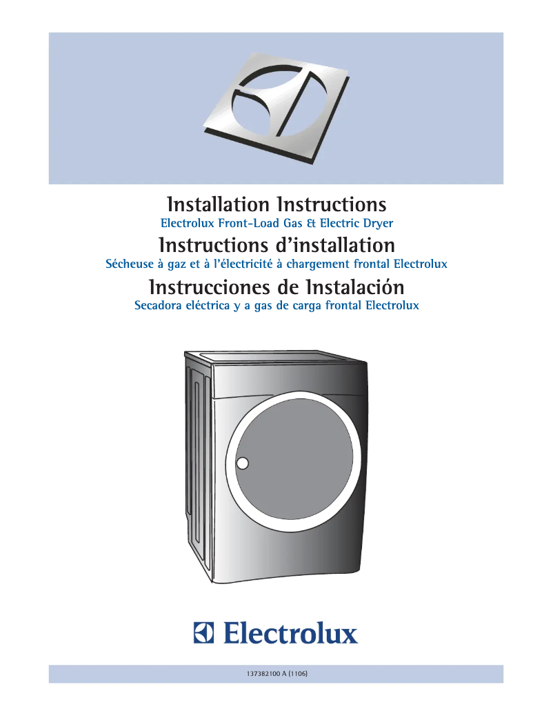 Page 1 de la notice Guide d'installation Electrolux EIMED55IIW
