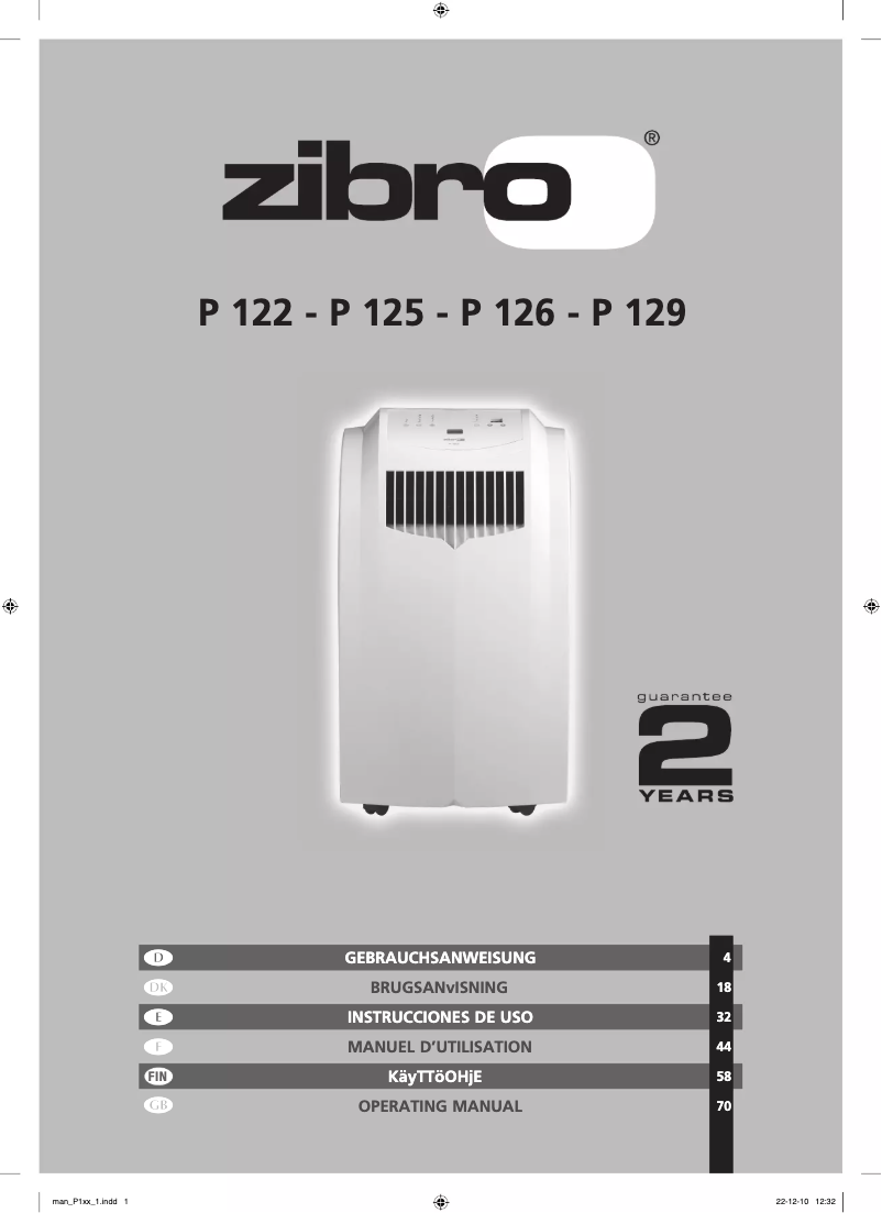 Page 1 de la notice Manuel utilisateur Zibro P 126