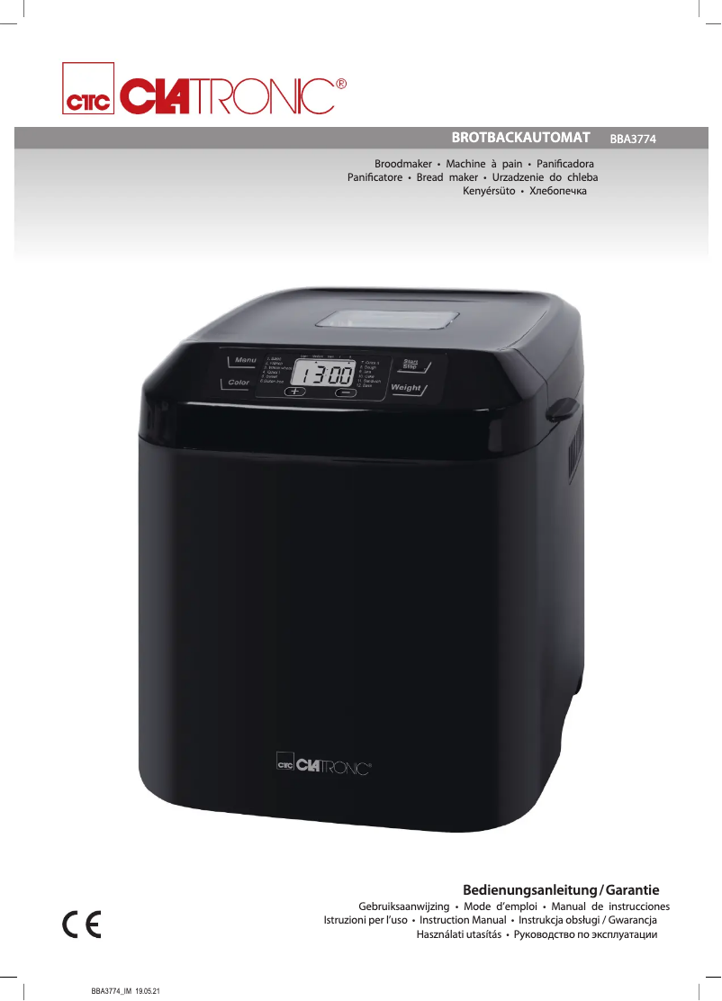 Page 1 de la notice Manuel utilisateur Clatronic BBA 3774
