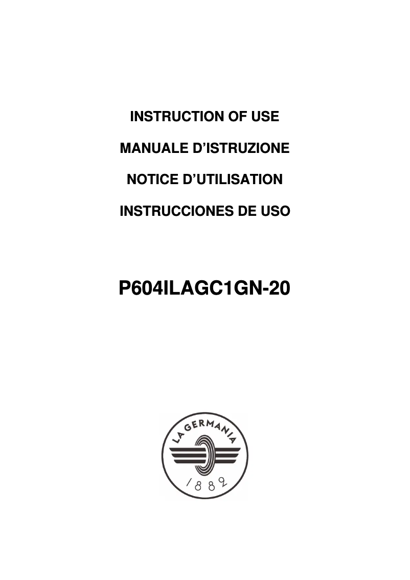 Page n°1 - Manuel utilisateur La Germania P604ILAGC1GN-20